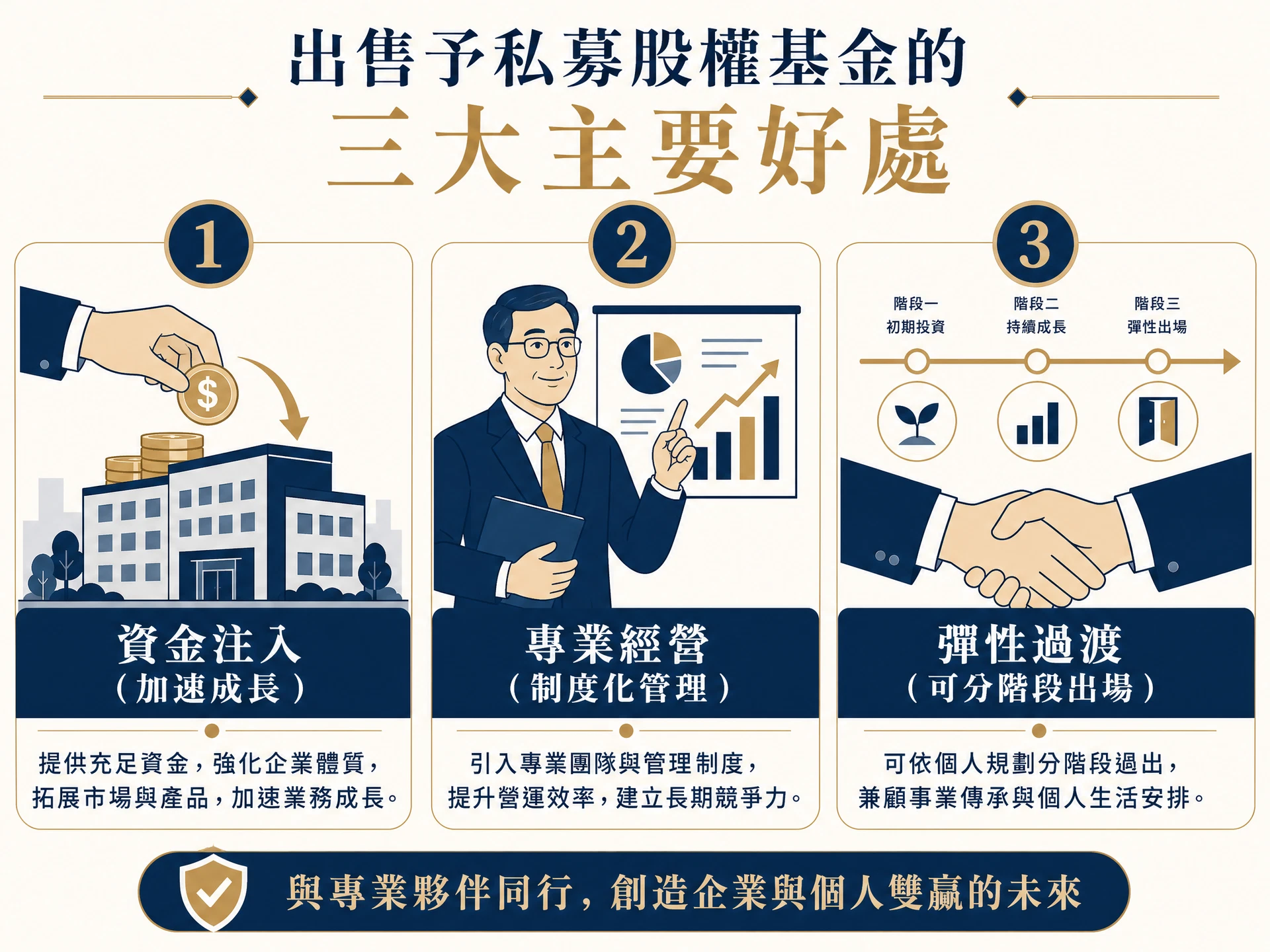 私募基金收購中小企業的三大優點：資金挹注、專業管理、保留彈性